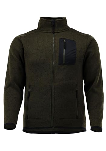 OS Trachten Orbis Herren Fleecejacke Strickfleecejacke Freizeitjacke mit Stehkragen hochgeschlossen Nucku, Größe:5XL, Farbe:Schilf von OS Trachten