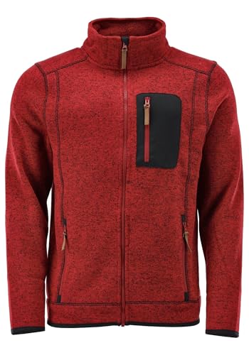 OS Trachten Orbis Herren Fleecejacke Strickfleecejacke Freizeitjacke mit Stehkragen hochgeschlossen Nucku, Größe:L, Farbe:hochrot von OS Trachten