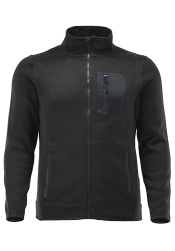 OS Trachten Orbis Herren Fleecejacke Strickfleecejacke Freizeitjacke mit Stehkragen hochgeschlossen Nucku, Größe:L, Farbe:schwarz von OS Trachten