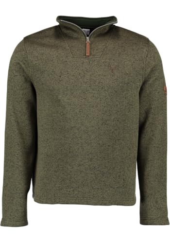 Orbis Herren Fleecepullover Strickfleece Freizeitpullover Troyer hochgeschlossen Wukom, Größe:L, Farbe:Oliv von OS Trachten