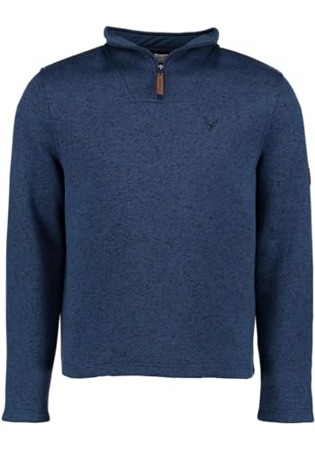 OS Trachten Orbis Herren Fleecepullover Strickfleece Freizeitpullover Troyer hochgeschlossen Wukom, Größe:S, Farbe:Marine von OS Trachten