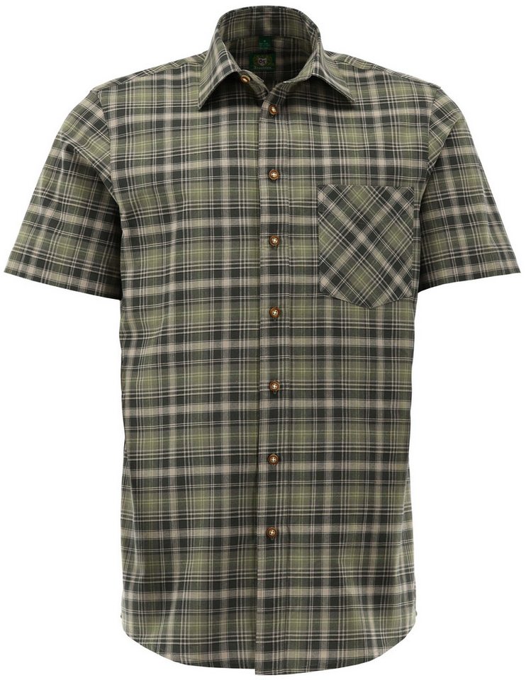 OS Trachten Kurzarmhemd Karohemd kurzarm kariert Jagdhemd Kurzarmhemd oliv von Oefele Jagd von OS Trachten