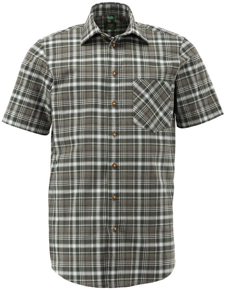 OS Trachten Kurzarmhemd Karohemd kurzarm kariert Jagdhemd Kurzarmhemd oliv von Oefele Jagd von OS Trachten