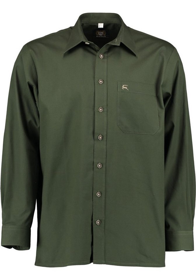 OS Trachten Outdoorhemd Slotu Herren Langarmhemd mit Hirsch-Stickerei auf Brusttasche von OS Trachten