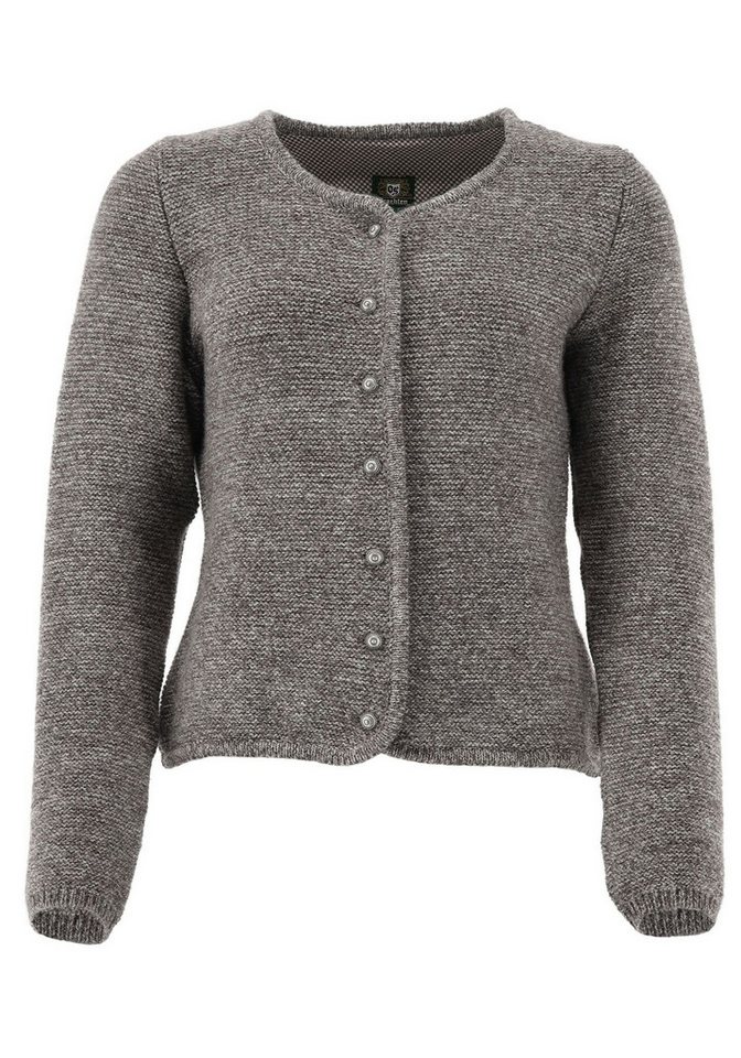 OS Trachten Strickjacke Forivo tailliert, Rundhalsausschnitt, 1/1-Arm, Wiener-Nähte von OS Trachten