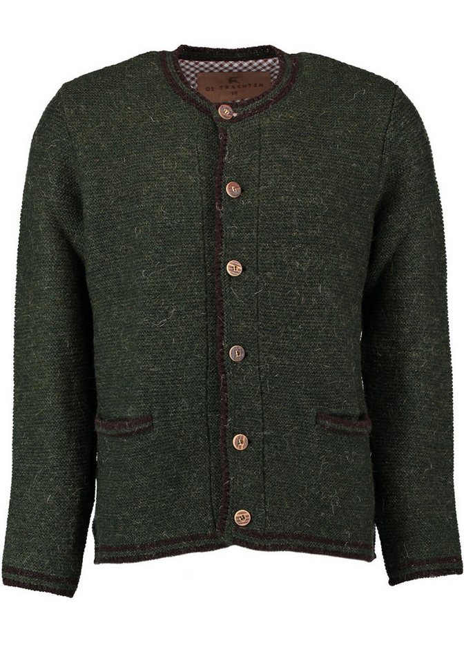 OS Trachten Strickjacke Fudei Trachten-Wolljacke mit Rundhalsausschnitt und Paspeltaschen von OS Trachten