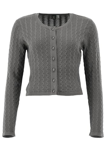 OS Trachten Strickjacke mit Rundhalsausschnitt Borida, Größe:40, Farbe:Mittelgrau von OS Trachten