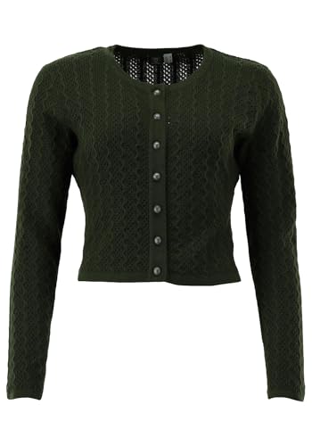 OS Trachten Strickjacke mit Rundhalsausschnitt Borida, Größe:40, Farbe:Oliv von OS Trachten