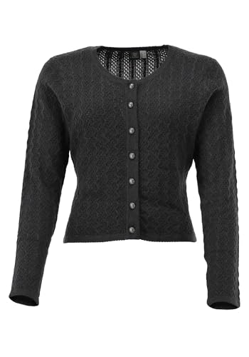 OS Trachten Strickjacke mit Rundhalsausschnitt Borida, Größe:44, Farbe:anthrazit von OS Trachten