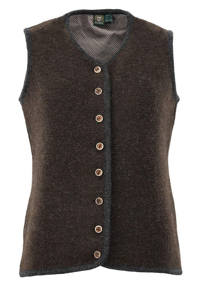 OS Trachten Strickweste Kirko Tailliert, ärmellos, Strickweste aus 100% Wolle, Kontrastverarbeitung von OS Trachten