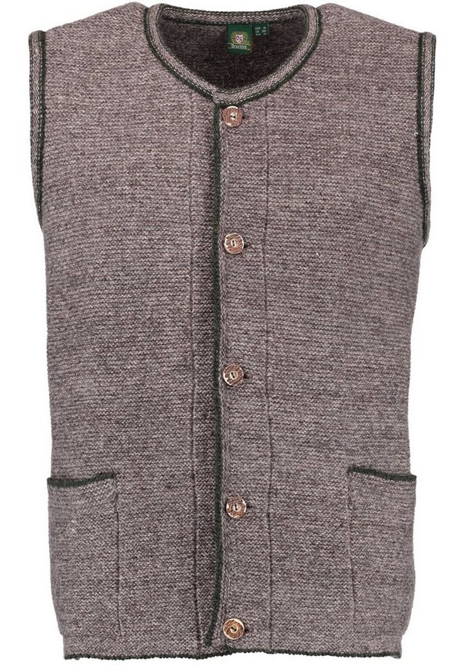OS Trachten Strickweste Ormeya Herren Weste mit Rundhalsausschnitt und Paspeltaschen von OS Trachten