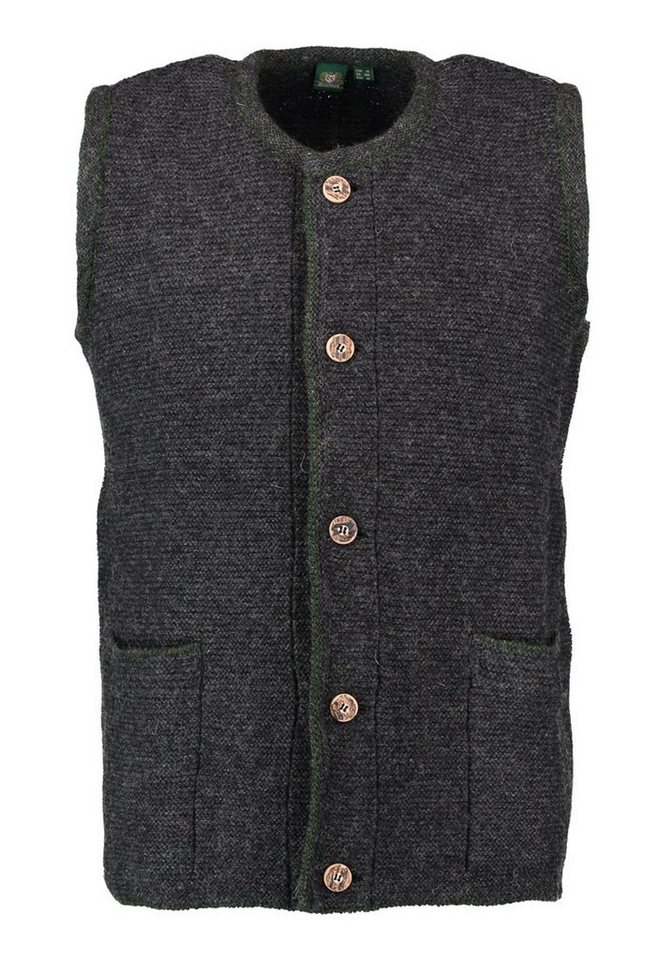 OS Trachten Strickweste Ormeya Herren Weste mit Rundhalsausschnitt und Paspeltaschen von OS Trachten