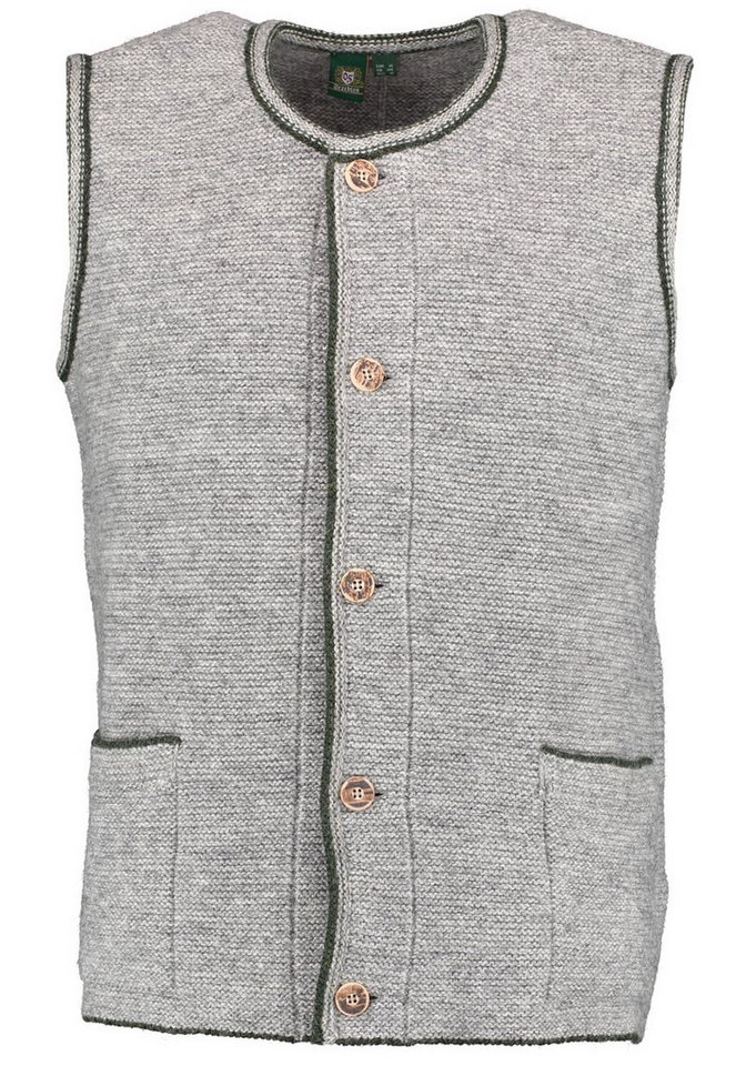OS Trachten Strickweste Ormeya Herren Weste mit Rundhalsausschnitt und Paspeltaschen von OS Trachten