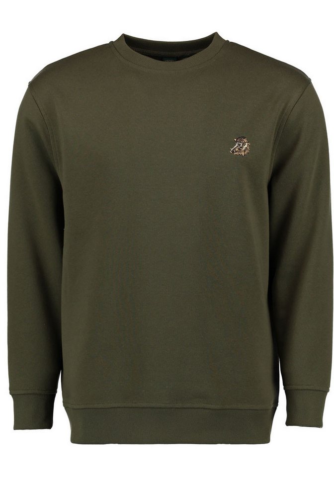 OS Trachten Sweatshirt Memvu Jagdsweatshirt mit Wildsau-Stickerei auf der Brust und Rundhals von OS Trachten