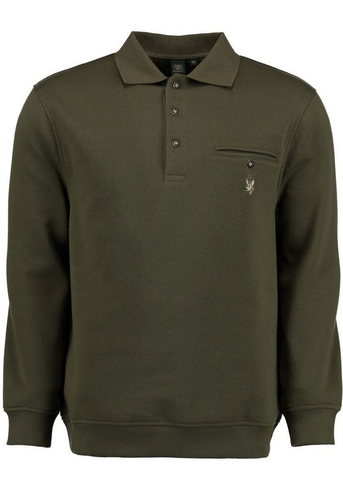 OS-Trachten Sweatshirt Rizapa Jagdsweatshirt mit Rehkopf-Stickerei auf Brusttasche und Kragen von OS-Trachten