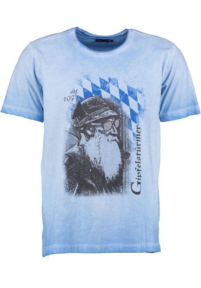 OS-Trachten T-Shirt Herren Trachten T- Shirt kornblau, mit Bayernmotiv, wash out Effekt an den Kanten, Baumwolle, Kurzarm T-Shirt von OS-Trachten