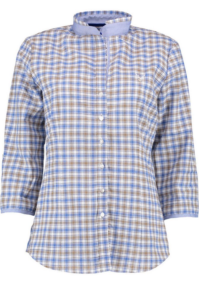 OS Trachten Trachtenbluse Kleyol Langarmbluse mit Stehkragen mit V-Ausschnitt von OS Trachten