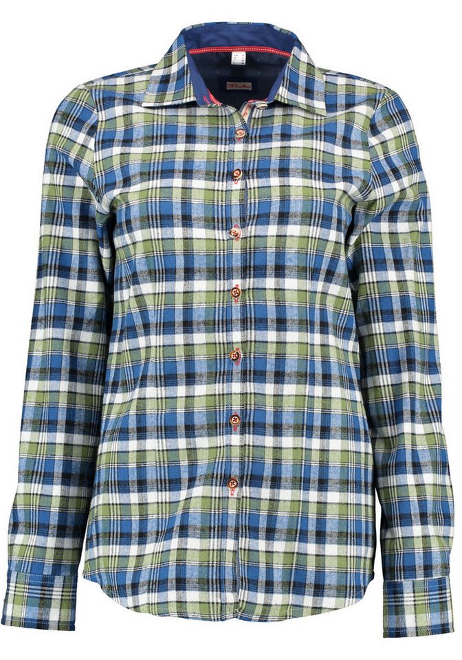 OS Trachten Trachtenbluse Lumeru Damen Flanell Langarmbluse mit Haifischkragen von OS Trachten