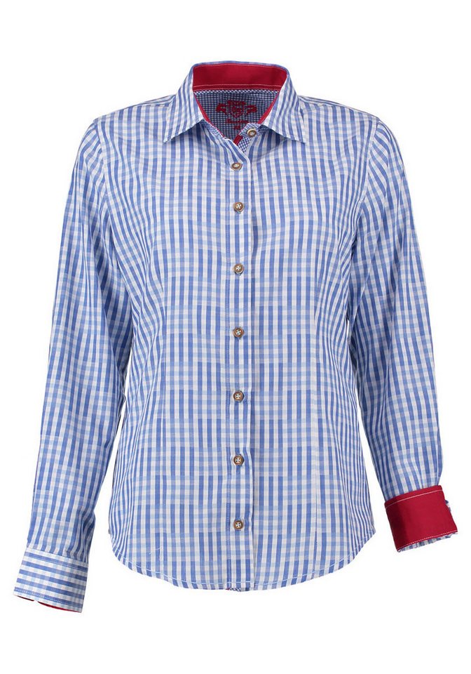 OS Trachten Trachtenbluse Prigmi Langarmbluse mit Kontraststoff im Kragen und in der Manschette von OS Trachten