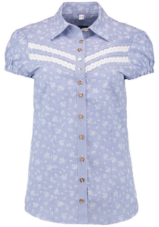 OS Trachten Trachtenbluse Sufira Damen Kurzarmbluse mit Zierbändern auf dem Vorderteil von OS Trachten