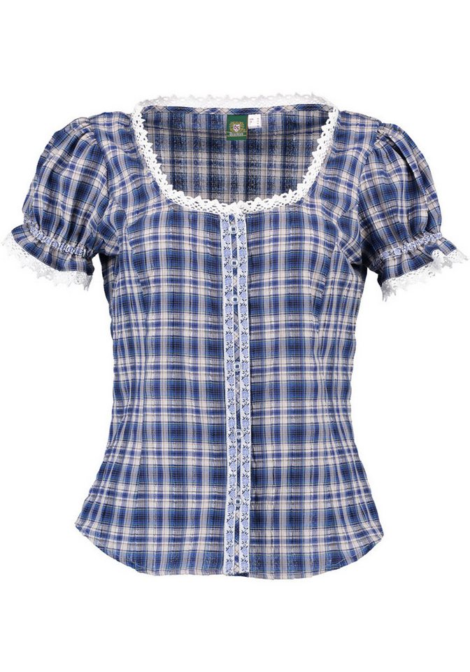 OS Trachten Trachtenbluse Ulama Damen Kurzarmbluse mit Rüschen an den Ärmeln von OS Trachten