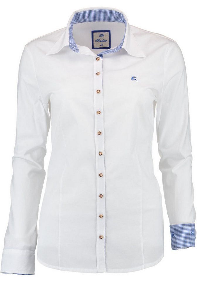 OS Trachten Trachtenbluse Zejazi Damen Langarmbluse mit Hirsch-Stickerei auf der Brust von OS Trachten