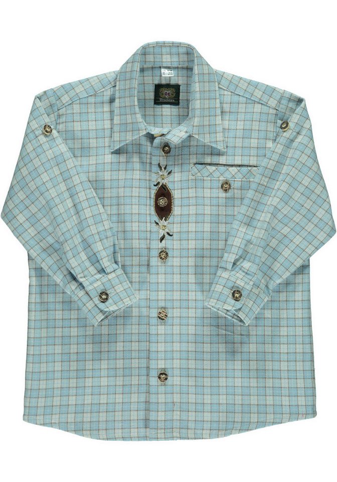 OS Trachten Trachtenhemd Dadil Jungen Langarmhemd mit Edelweiß-Stickerei auf der Knopfleiste von OS Trachten