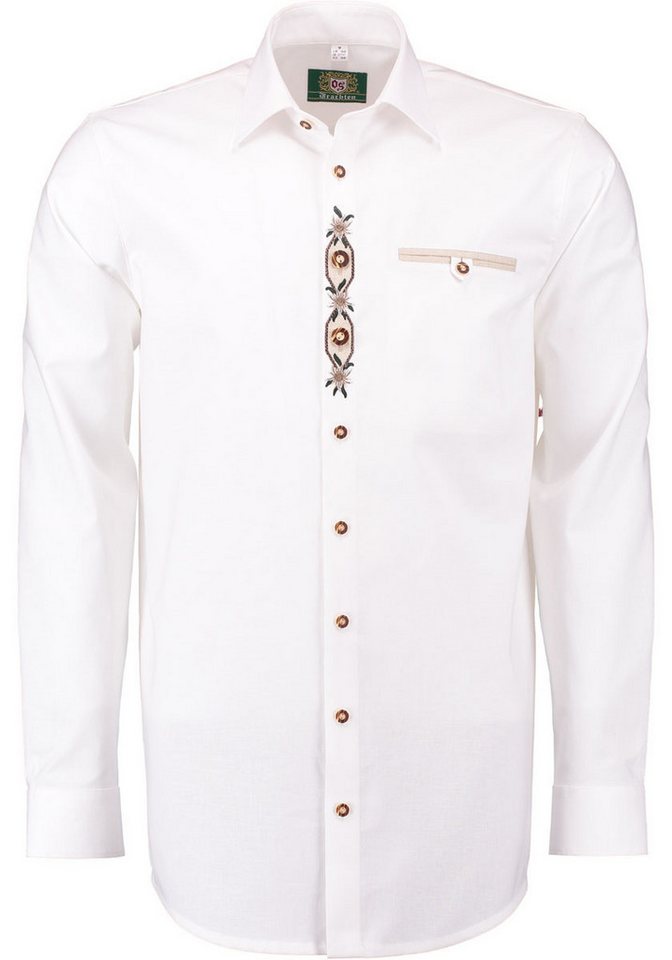 OS Trachten Trachtenhemd Flevi Langarmhemd mit Edelweiß-stickerei auf der Knopfleiste von OS Trachten