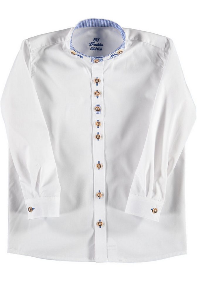 OS Trachten Trachtenhemd Geoses Jungen Langarmhemd mit Hirsch-Stickereien auf den Kragenriegeln von OS Trachten