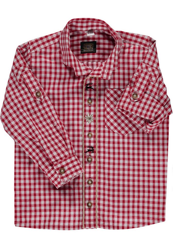 OS Trachten Trachtenhemd Inseyo Langarm Jungen Hemd mit Stickereien auf der Knopfleiste von OS Trachten