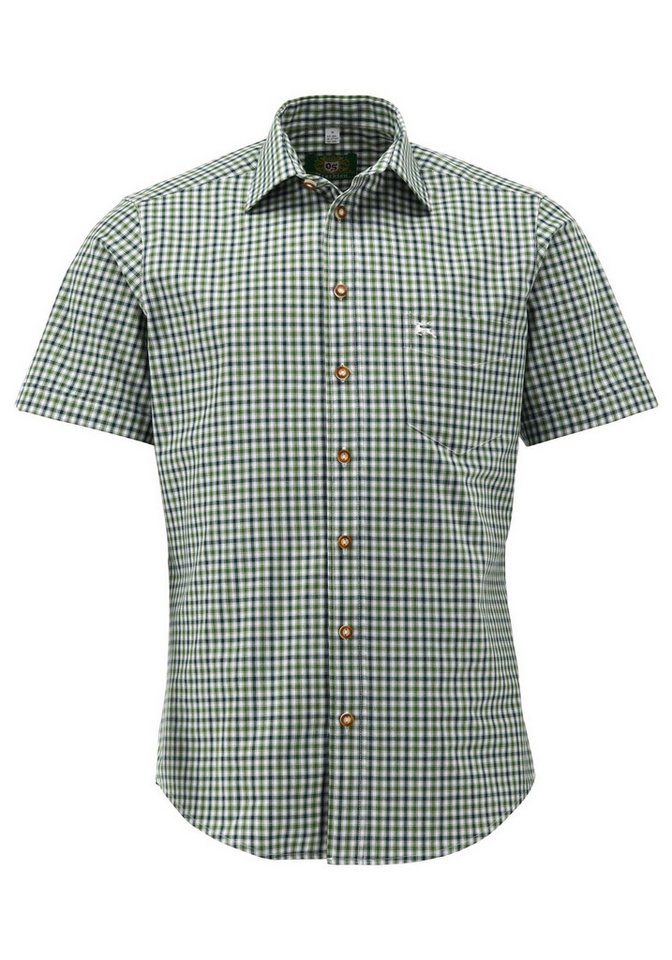 OS Trachten Trachtenhemd Ipuve Kurzarmhemd mit Hirsch-Stickerei auf der Brusttasche von OS Trachten