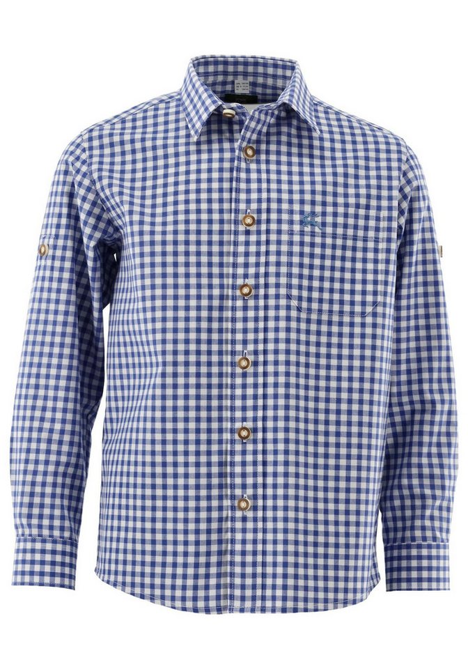 OS Trachten Trachtenhemd Lafoa Langarmhemd Jungen mit aufgesetzter Brusttasche mit Hirsch-Stickerei von OS Trachten