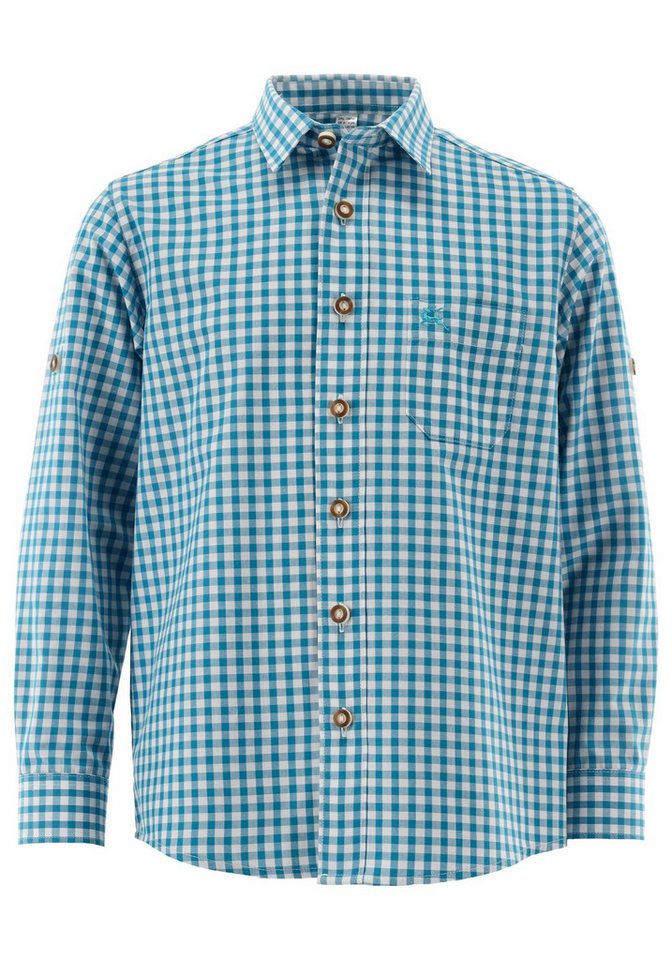 OS Trachten Trachtenhemd Lafoa Langarmhemd Jungen mit aufgesetzter Brusttasche mit Hirsch-Stickerei von OS Trachten