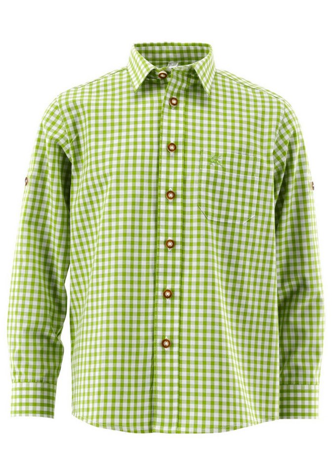 OS Trachten Trachtenhemd Lafoa Langarmhemd Jungen mit aufgesetzter Brusttasche mit Hirsch-Stickerei von OS Trachten