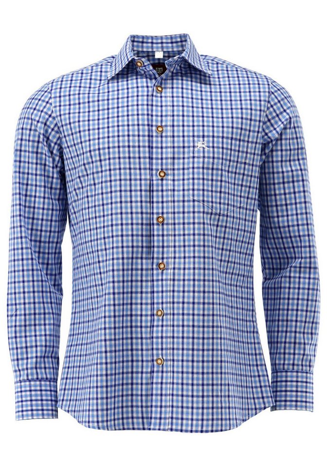 OS Trachten Trachtenhemd Lundoko Langarmhemd mit Hirsch-Stickerei auf der Brusttasche von OS Trachten