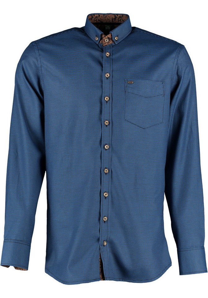 OS Trachten Trachtenhemd Nirwo Langarmhemd mit OS-Zierteil auf der Brusttasche von OS Trachten