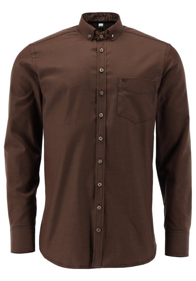 OS Trachten Trachtenhemd Nirwo Langarmhemd mit OS-Zierteil auf der Brusttasche von OS Trachten