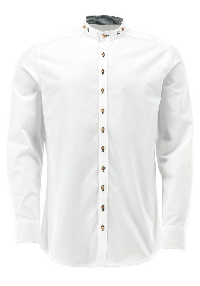 OS Trachten Trachtenhemd Omsaya Langarmhemd mit Stehkragen mit besticktem Riegel von OS Trachten