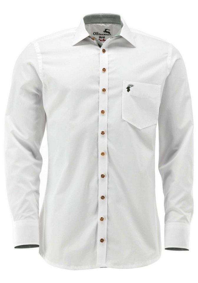 OS Trachten Trachtenhemd Oqqaya Herren Langarmhemd mit Hirsch-Stickerei auf der Brusttasche von OS Trachten