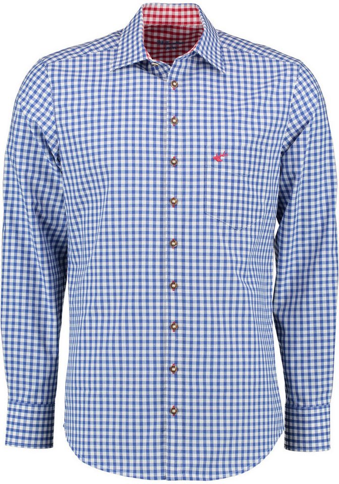 OS Trachten Trachtenhemd Pasevu Langarmhemd mit Hirsch-Stickerei auf der Brusttasche von OS Trachten