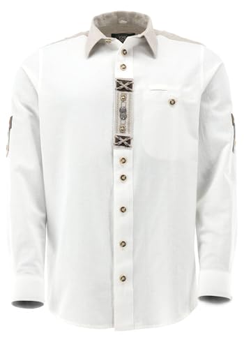 OS Trachten Trachtenhemd Regular Fit Qodari, Größe:43/44, Farbe:weiß von OS Trachten