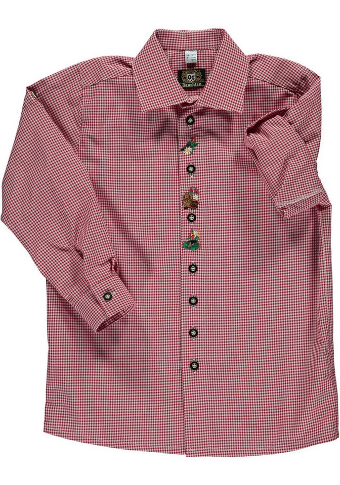 OS Trachten Trachtenhemd Samku Jungen Langarmhemd mit Edelweiß-Stickerei auf der Knopfleiste von OS Trachten