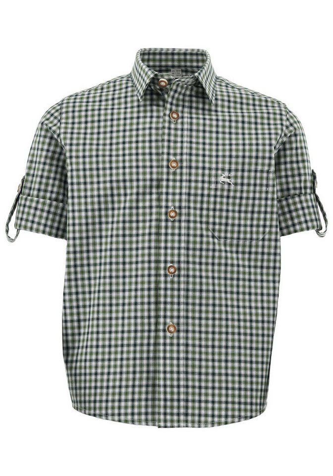 OS Trachten Trachtenhemd Skimli Langarm Jungen Hemd mit Hirsch-Stickerei auf der Brusttasche von OS Trachten