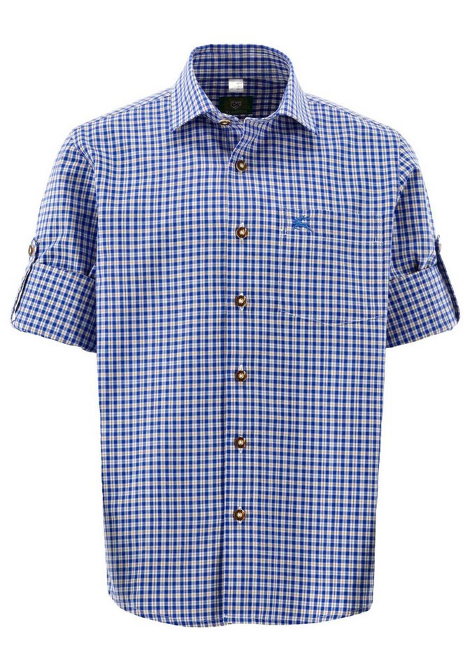 OS Trachten Trachtenhemd Slamo Jungen Langarmhemd mit aufgesetzter Brusttasche mit Hirsch-Stickerei von OS Trachten