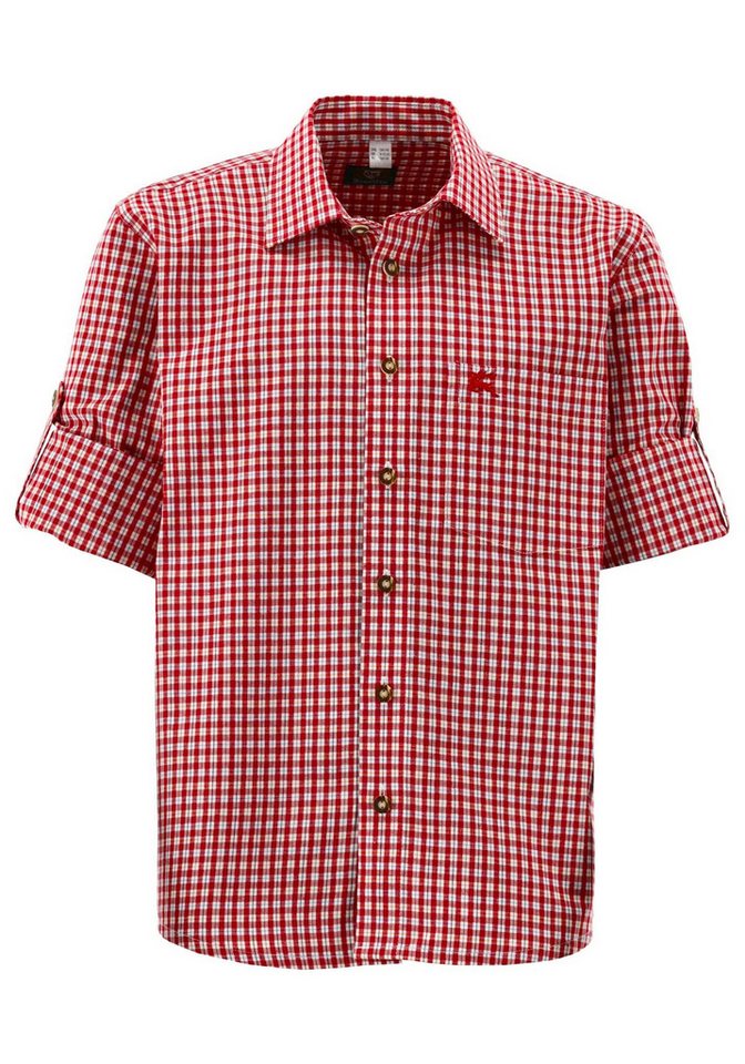 OS Trachten Trachtenhemd Slamo Jungen Langarmhemd mit aufgesetzter Brusttasche mit Hirsch-Stickerei von OS Trachten