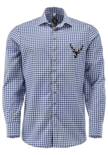 OS Trachten Trachtenhemd Slim Fit Lamenta, Größe:43/44, Farbe:Mittelblau von OS Trachten