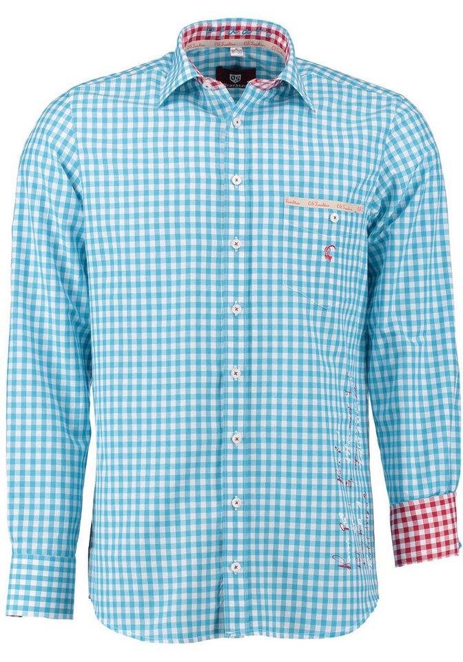 OS Trachten Trachtenhemd Ubegu Langarmhemd mit Große Stickerei auf dem Rücken von OS Trachten