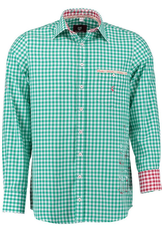 OS Trachten Trachtenhemd Ubegu Langarmhemd mit Große Stickerei auf dem Rücken von OS Trachten