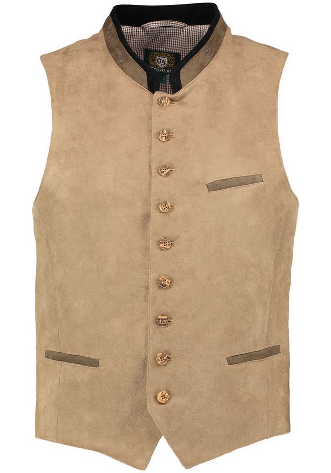 OS Trachten Trachtenweste Glayon Herren Weste mit Hirsch-Emblem auf Kragen von OS Trachten