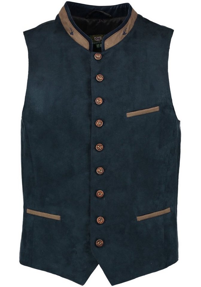 OS Trachten Trachtenweste Glayon Herren Weste mit Hirsch-Emblem auf Kragen von OS Trachten